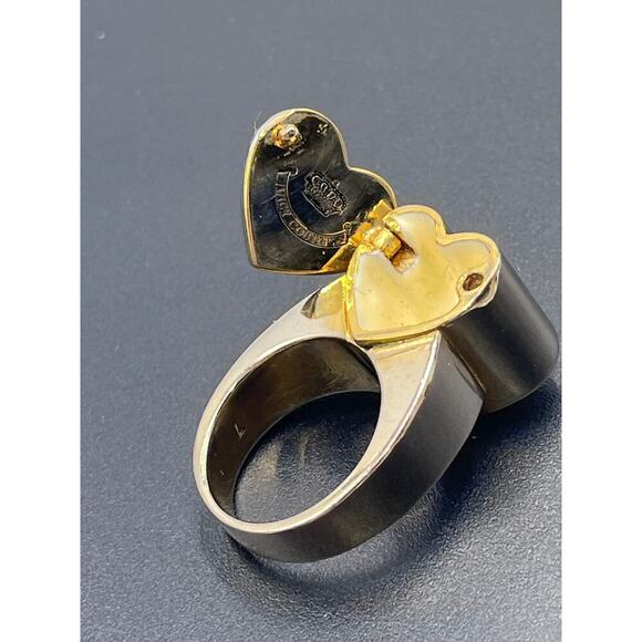 Juicy Couture RARE Vintage Enamel‎ Heart Compartment Gold Tone Ring Sz 7 - Picture 6 of 9